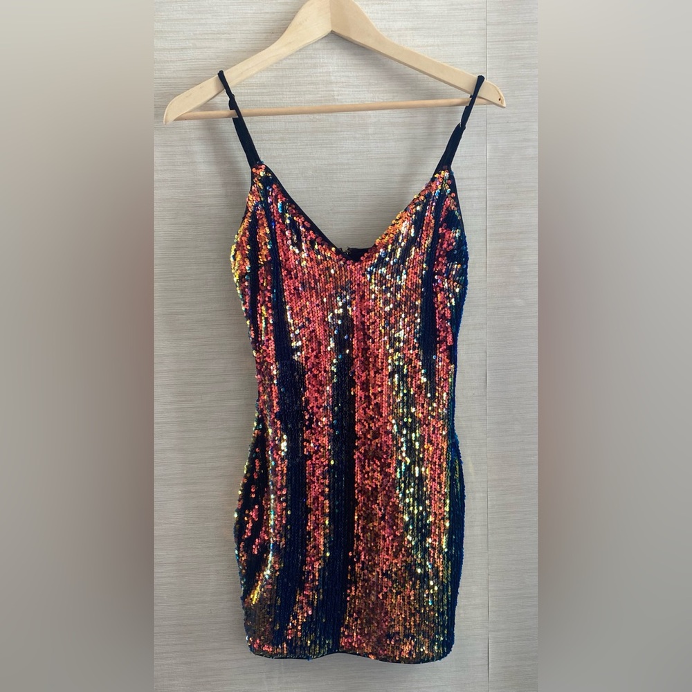 Windsor Multicolor Sequin Mini Dress - Black Straps